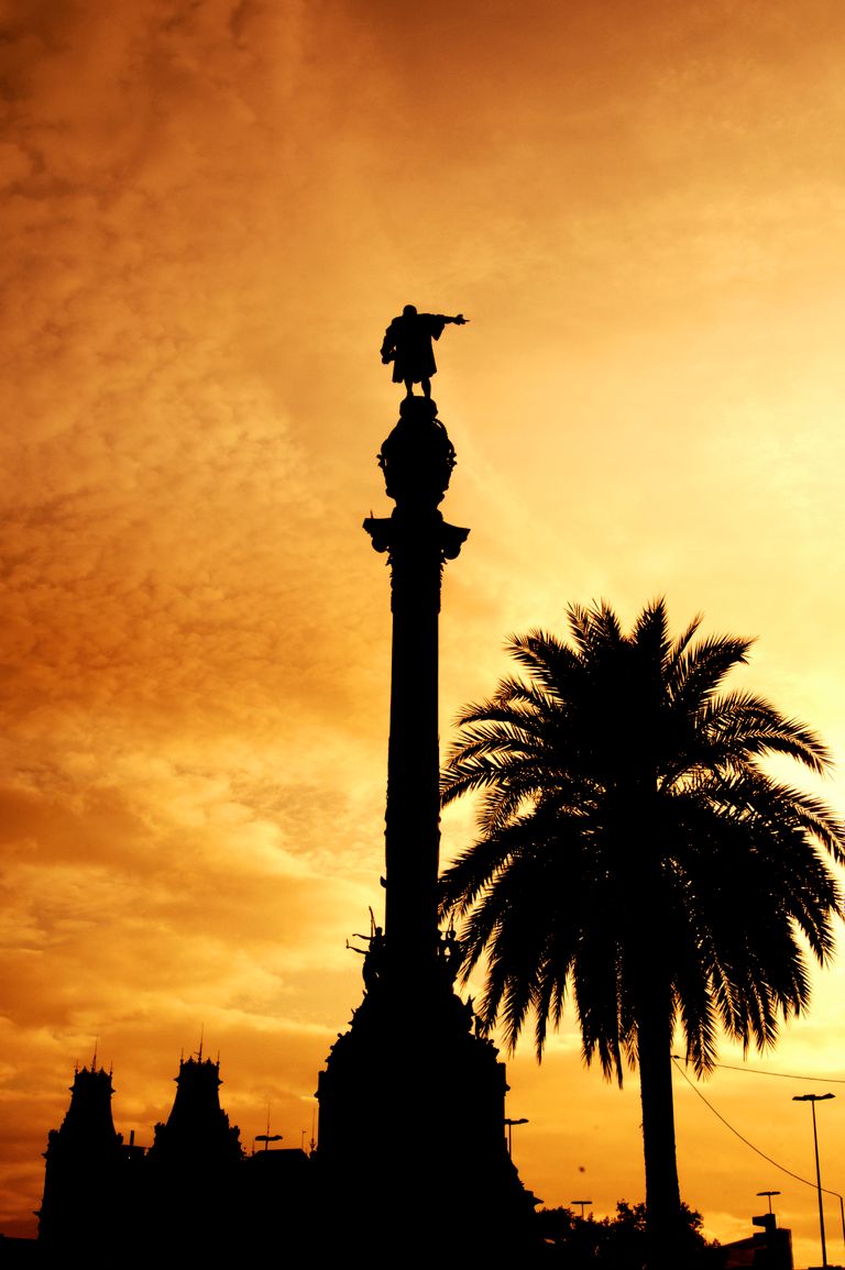 Colón señalando a América, Rambla de Barcelona